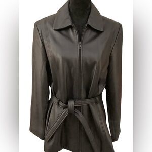 Outbrook women's Genuine Black Leather jacket Size Large‎